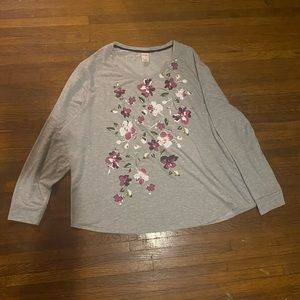 Terra & Sky Plus Size Long Sleeve Flower Sweatshirt Size 4X